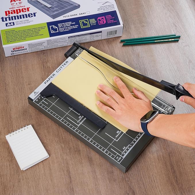 Paper Trimmer Cutter for Office and Crafts, Heavy-Duty, Portable Paper Slicer, 12-Inch, 10-15 Sheets Cardstock