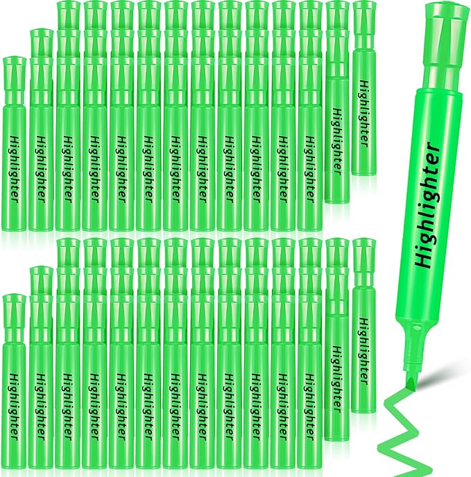 Qilery 72 Pack Highlighters Bulk, Tank Style Chisel Tip Highlighters Markers Pack Quick Drying for Adult Coloring, Home Office Supplies (Green)