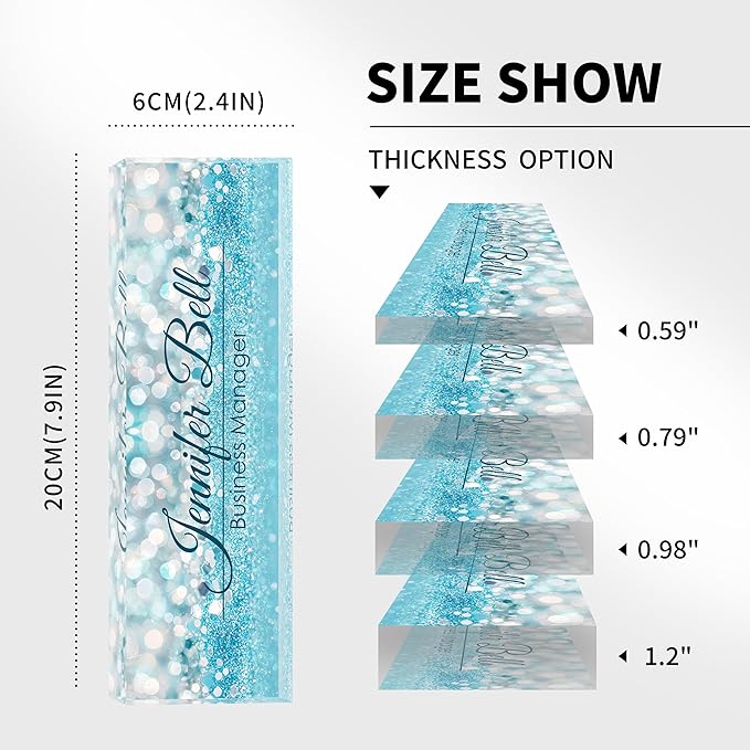 Personalized Name Plates for Office - Gifts for Teacher, Boss, Employee Appreciation - Office Desk Decor (Fancy Blue)