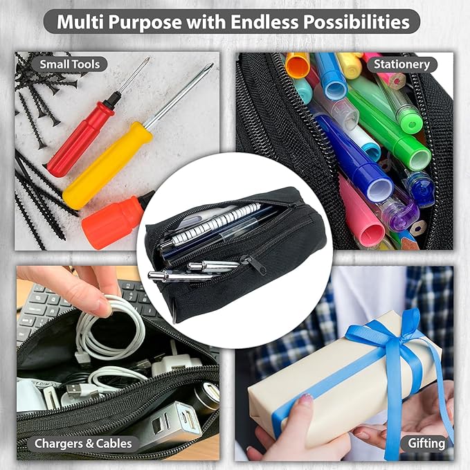 Fashion Stationery Pencil Case Black Large Capacity Pencil Pouch for Organisation Aesthetic Bag with Zipper Pen Case Organizer for Adults and Men