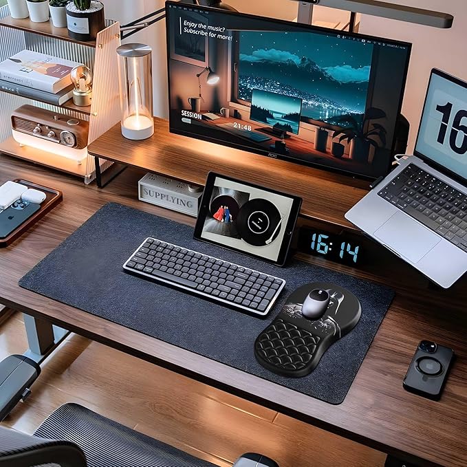 Ergonomic Mouse Pad with Wrist Rest, Soft Mousepad with Massage Design, Memory Foam and Non-Slip PU Base for Pain Relief, Gaming Mouse Pad for Desk, Home, Office, Black