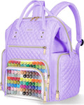 Marker Organizer Case Bag, Large Markers Storage Backpack with USB Port for Artists, Illustrators, Creatives, Pen Travel Holder Case Bag for Art Creativity Craft Supply, Purple