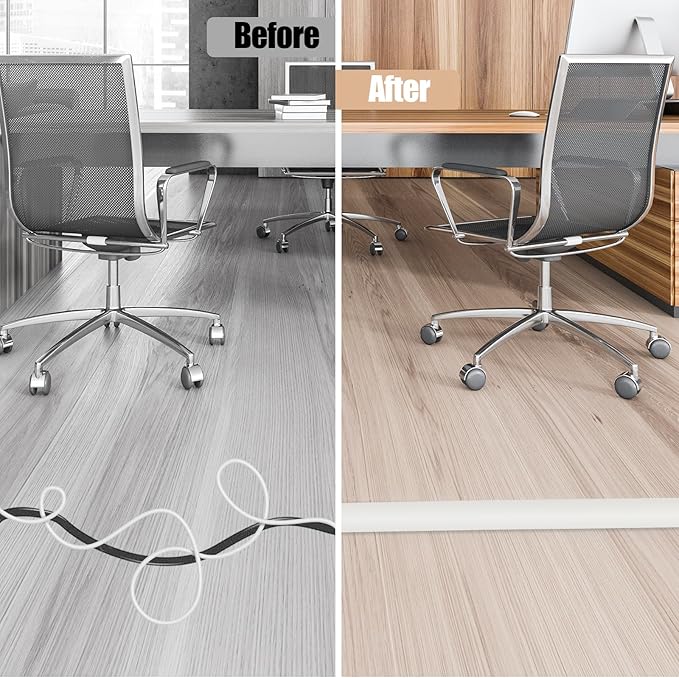 Floor Cord Cover Cable Cavity Self Adhesive Cord Hider Floor Floor Cable Management Power Cord Protector Floor Electric Cord Covers for Offices, Gym, Exhibitions (Beige, 2.36" x 10')