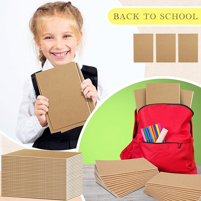 Handepo 100 Pack Composition Notebooks A5/A6 Ruled Lined Composition Kraft Notebooks Bulk Soft Cover Journals Travel Diary Memo for Students Classroom Office Supplies(A6,Kraft Color)
