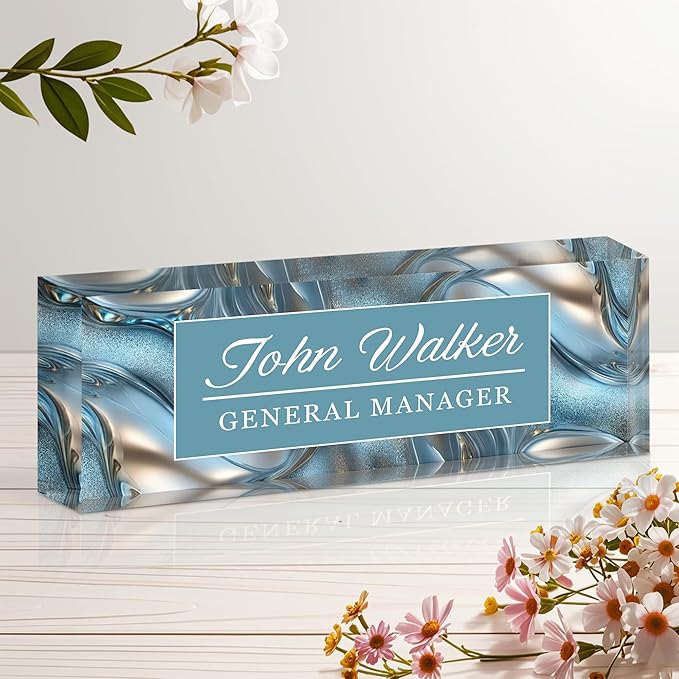 Personalized Name Plate for Desk, Custom Acrylic Desk Name Sign, Office Appreciation Gifts for Women Men Coworkers Boss Teacher Employee