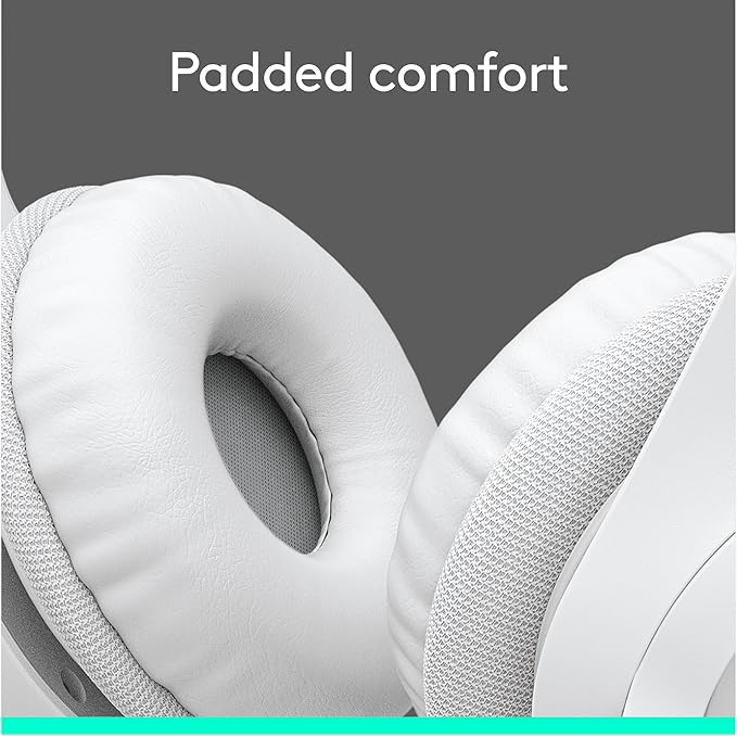 Logitech H390 Gaming Headphones, Wired Headphones with Mic, USB Headset with Microphone for PC, Noise Cancelling Microphone for Video Meetings, Music, Gaming - Off White