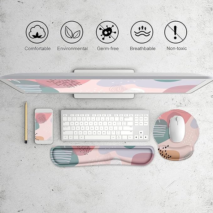 Lateefah Mouse Pad with Wrist Rest, 3-in-1 Gaming Mouse Pad, Keyboard Wrist Rest, Ergonomic Memory Foam Mousepad with Wrist Support for Computer Keyboard