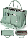 FIORETTO Canvas Tote Bag for Women with Zipper Closure & Individual Compartments for Work College for Teacher & Nurse