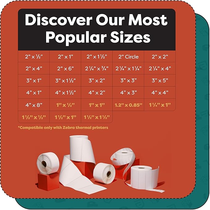 Aegis Adhesives - 1 ¼” X 1” Direct Thermal Multipurpose Labels for QR Codes, Price Tags, Perforated & Compatible with Zebra Desktop Printers - NOT Rollo Compatible (12 Rolls, 1300/Roll)