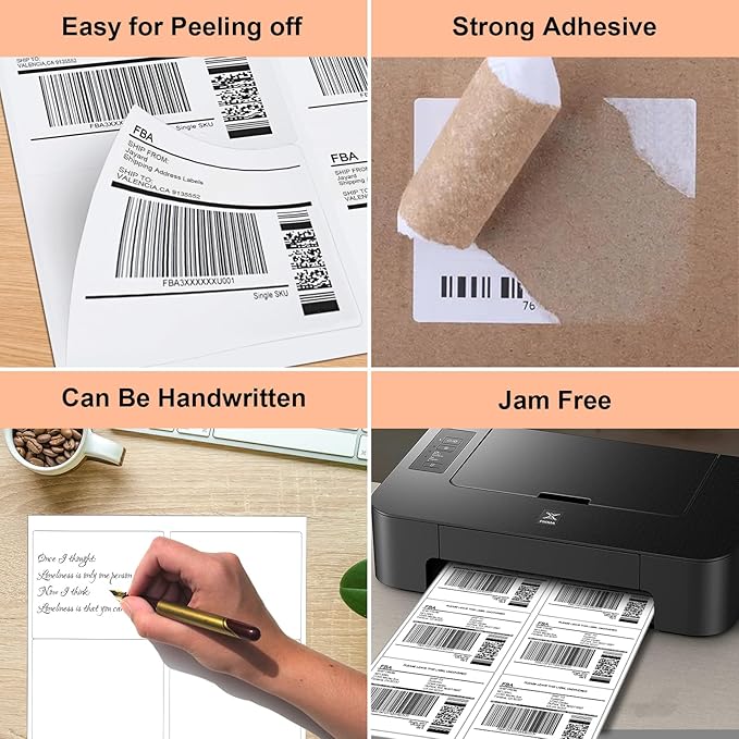 InpourPack 1000 Half Sheet Self Adhesive Shipping Labels, 8.5" x 5.5" Address Labels Laser/Ink Jet White Blank Shipping Stickers(500 Sheets)