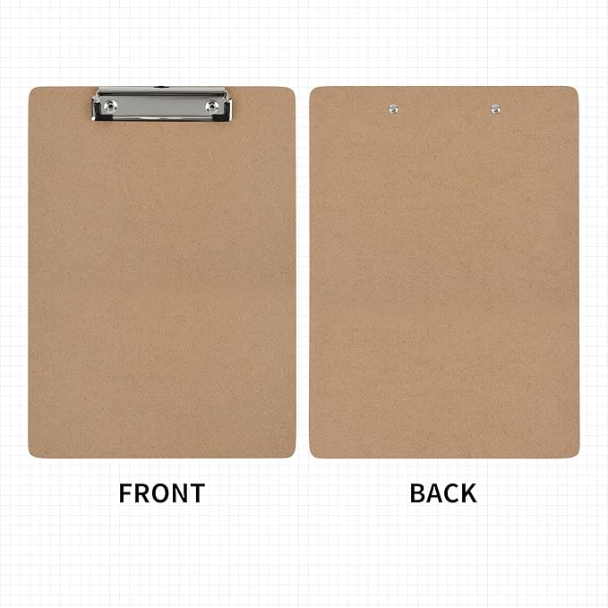 Uzant Clipboards 20 Pack Letter Size 9" x 12.5" Clipboards Bulk, Wooden Hardboard A4 Clip Boards Pack for 8.5" x 11" Paper with Low Profile Clip, Hanging Loop for Office Home Classroom