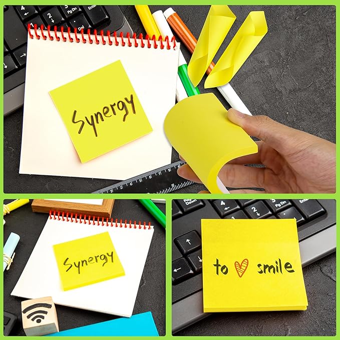 60Pack Yellow Sticky Notes 3x3, Yellow Sticky Pads, Self-Stick Pads,Self-Stick Pads 75 Sheets/Pad, Easy to Post for Teacher Student School Office Meeting Blank Desk Pads,Total 4500 Sheets