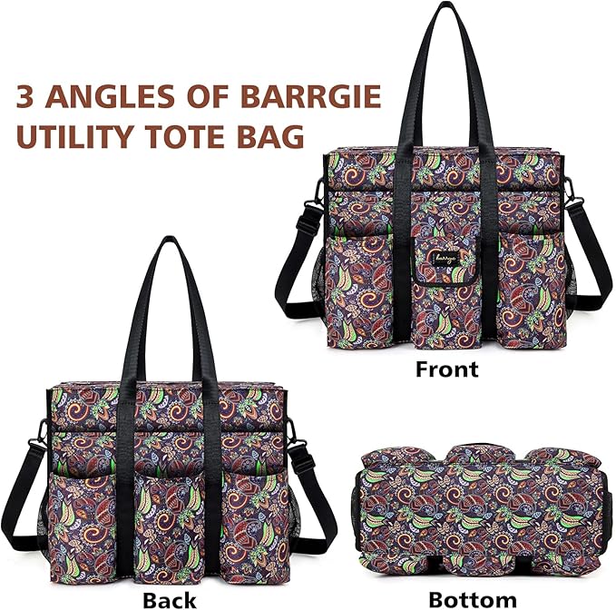 Utility Tote - Water Resistant with 19 Exterior/Interior Pockets - Large Women/Teacher/Work Bag