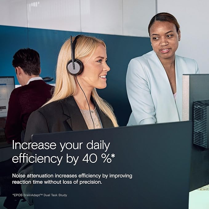 EPOS Impact 860 ANC Double-Sided Wired Headset with Active Noise Cancellation, USB C and USB A, Super Wideband, Lightweight, Comfortable Fit, Microsoft Teams & Zoom Compatible for Office & Remote Work