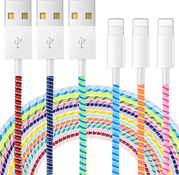 Frienda 15 Pcs Spiral Cable Protector Colorful PVC Spiral Phone Charger Headphone Cable Saver for USB Data Wire, Prevent Pets(Vivid Color,45.3 Inch)