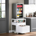 Mini Fridge Stand with 3 Storage, Mini Fridge Cabinet, Beverage Fridge Table, Heavy Duty 21.3" L* 22.7" W Tabletop, for Dorm, Apartment,Office, Bedroom White HB01BXW