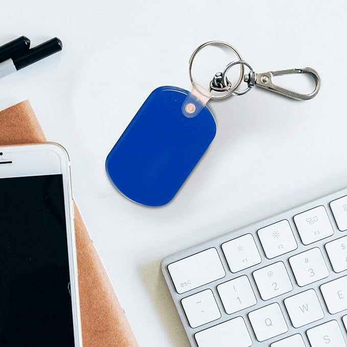 Tag Soft Plastic Keychains - 10 pack - Small Key Tag Chain For Staying Organized - Rubber Key Ring Keychain – Blue