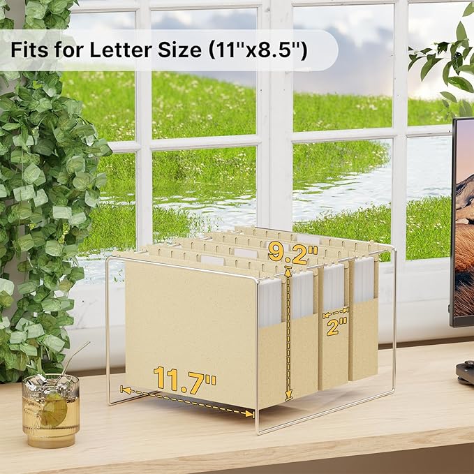 Wheat Straw Extra Capacity Hanging File Folder,Letter Size 2 Inch Expanding Plastic File Cabinet Folders,Heavy Duty Hang Folders with Tabs,Accordian Pocket for File Frame Box(Morandi Yellow)