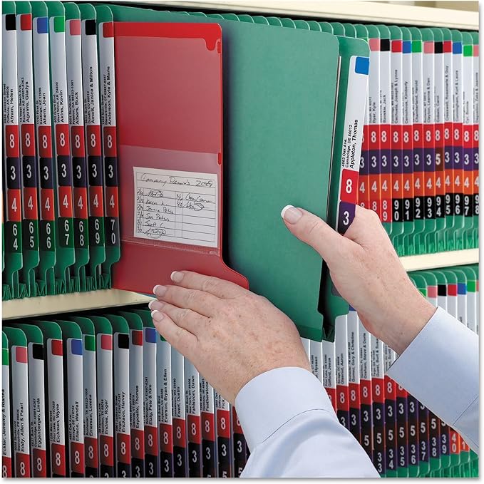 Smead 100% Recycled End Tab Pressboard Classification File Folder with SafeSHIELD Fasteners, 2 Dividers, 2" Expansion, Letter Size, Green, 10 per Box (26785)