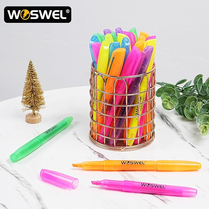 WOSWEL Highlighters Bulk, 120 Pack 6 Assorted Colors No Bleed Chisel Tip Highlighter Markers, Teachers Must Have, Office Supplies