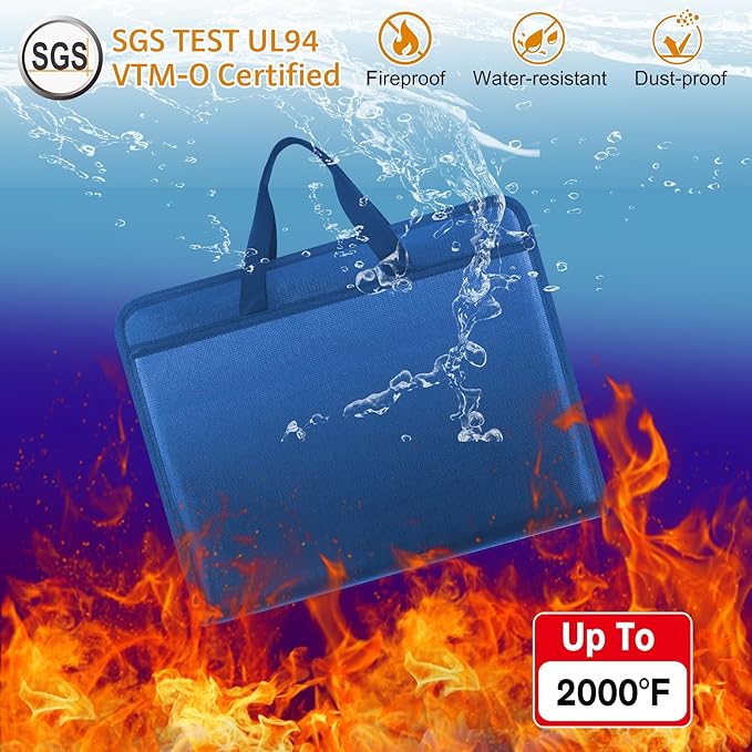 File Organizer Fireproof Expanding Accordion File Folder with Zipper Labels13 Pockets Document Organizer Holder Storage Box Bag for Business Office Receipt Home Travel