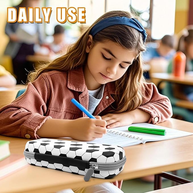 Soccer Pencil Case Zip Pencil Box Multi Pouch Holder Desk Organizer For Boys Girls School Office