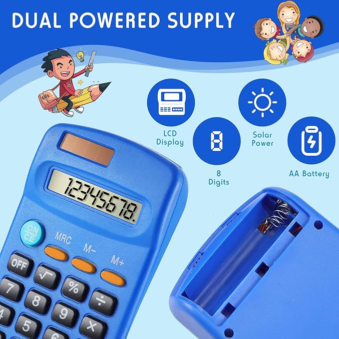 24 Pcs Pocket Size Basic Calculators Dual Powered Handheld 8 Digit Display Desktop Calculators for Desktop Home Office(Fresh Color)