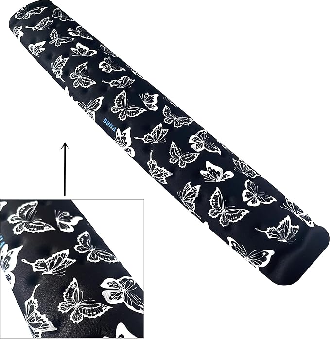 BRILA Keyboard Wrist Rest Support Cushion Pad for Computer, Laptop, Office Work, PC Gaming - Memory Foam Gel with Massage Holes Design - Non-Slip Easy Typing Wrist Pain Relief