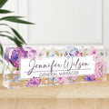 Personalized Office Name Plate, Custom Name Plate for Desks, Office Desk Decorations Gift for Women Men, Acrylic Desk Name Plate for Teacher Coworkers Staff Boss (Flourishing Blossom)