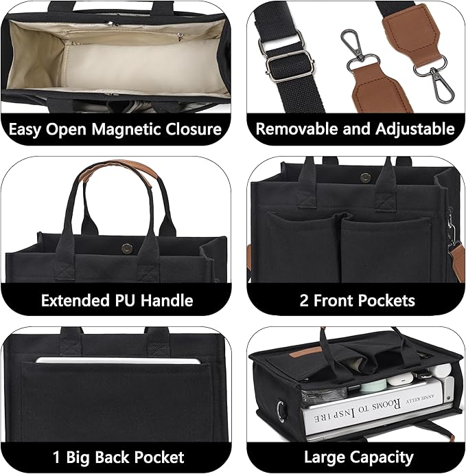 Canvas Tote Bag for Women,Women's Bags Crossbody Bags Work Laptop Tote Bag Large Handbags Purse for Travel Nurse Teacher