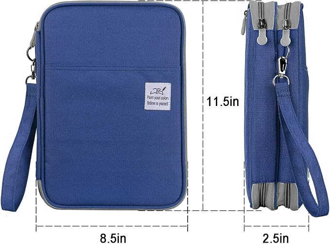 YOUSHARES 192 Slots Colored Pencil Case, Large Capacity Pencil Holder Pen Organizer Bag with Zipper for Prismacolor Watercolor Coloring Pencils, Gel Pens & Markers Artist (Blue)