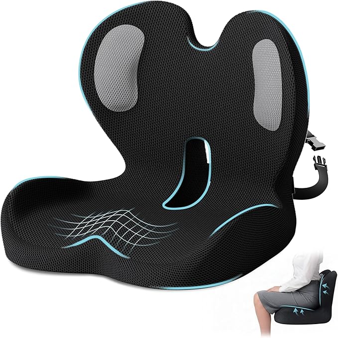 Seat Cushion,Office Chair Cushion with Lumbar Support Pillow,Ergonomic Design for Long Sitting,Sciatica,Back Pressure Relief,Back Support Cushions for Car,Truck,Office Chair