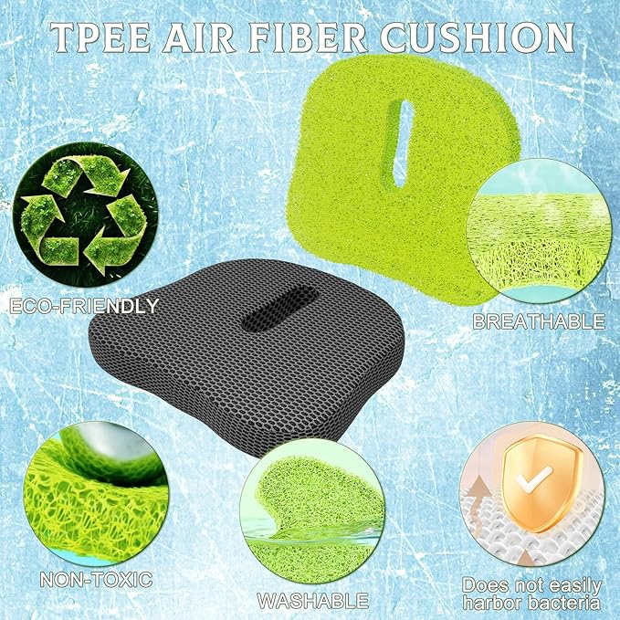 Cut-Out Seat Cushion – TPU Pressure Relief Pad with Center Hole for Tailbone & Hip Support, Breathable & Washable for Office, Car, Wheelchair Use (Gray)