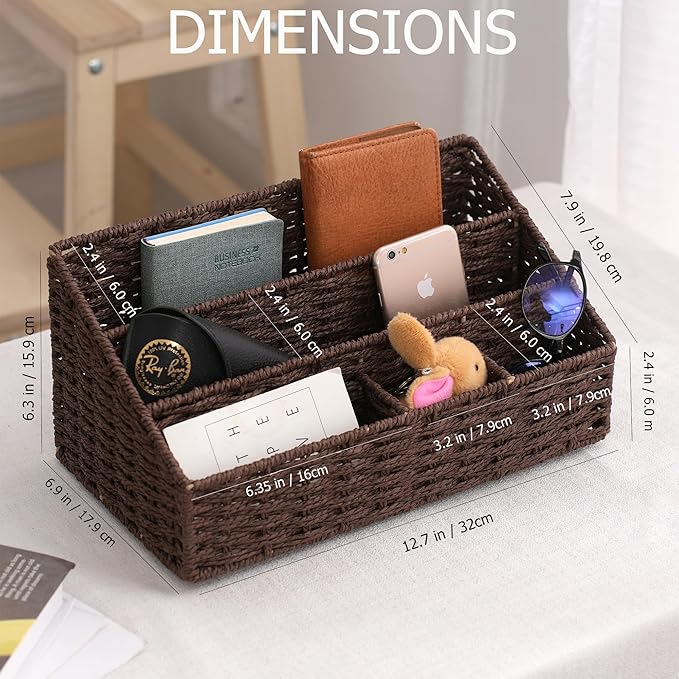 Mail Organizer Countertop, Mail Organizer, Mail Sorters, Magazine File Holder, Desk Organizer and Accessories, Dark Brown