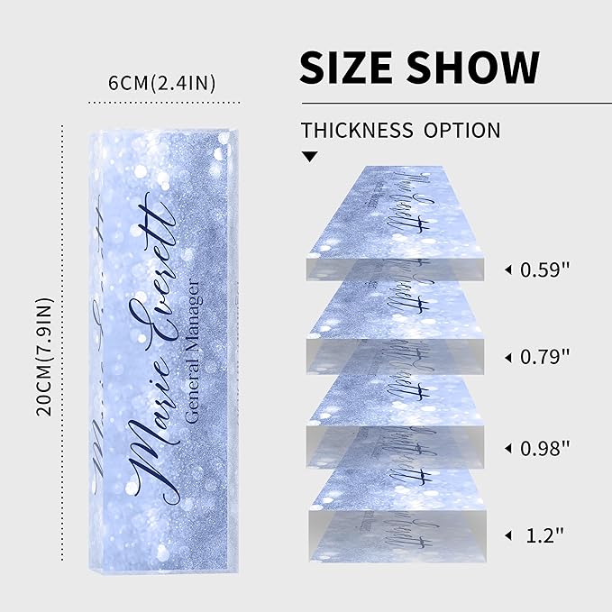 Custom Name Plate for Desk | Personalized Desk Name Plate | Personalized Boss Employee Appreciation Gifts | Acrylic Name Plate Office Desk Accessories (A-Blue Quartz)