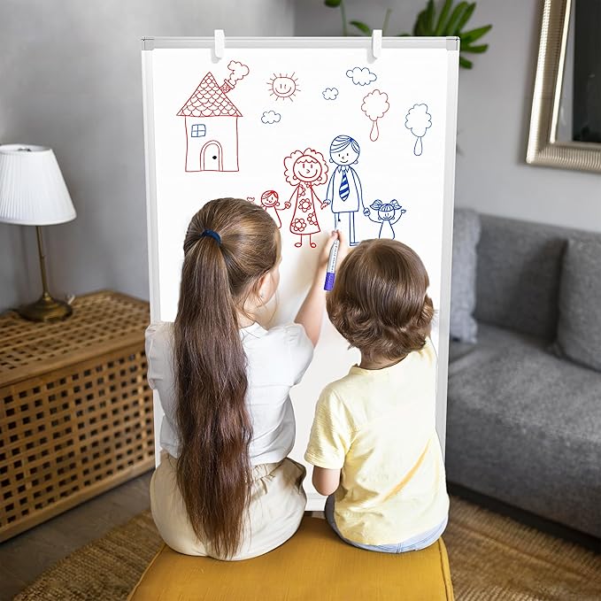 Easel White Board with Stand, 36" x 24" Magnetic Portable Dry Erase Whiteboard, 3' x 2' Tripod Height Adjustable Flip Chart Standing Easel for Office or Teaching Kids at Home & Classroom, Silver