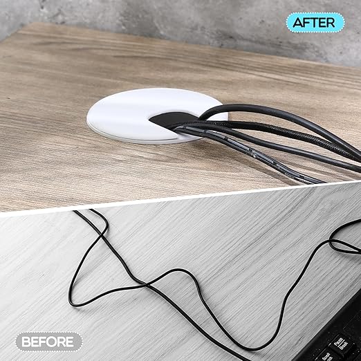 25 Pack 2 Inch Desk Grommet Desk Cable Wire Grommet Cord, PC Computer Desk Plastic Grommet Cord Tidy Cable Hole Cover Organizers for Office PC Computer Desk Cord Management (White)