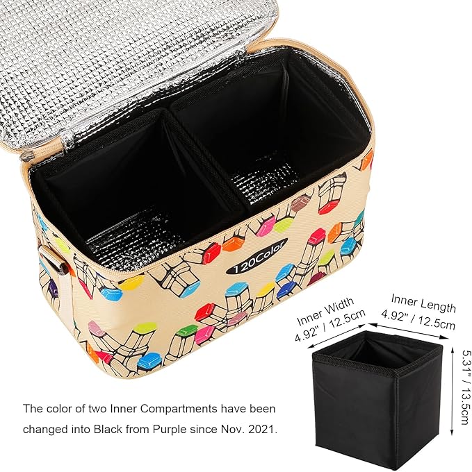 Toprema New Marker Pen Case Holder for 120 Markers Organizer Multifunctional Zipper Storage Carrying Bag with Pattern Khaki