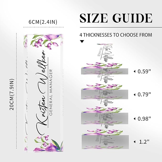 Custom Office Name Plate for Desk, Desk Name Plate Personalized, Personalized Gifts for Women, Appreciation Gifts for Employee Coworkers Boss Teacher, Office Accessories (Purple flower)