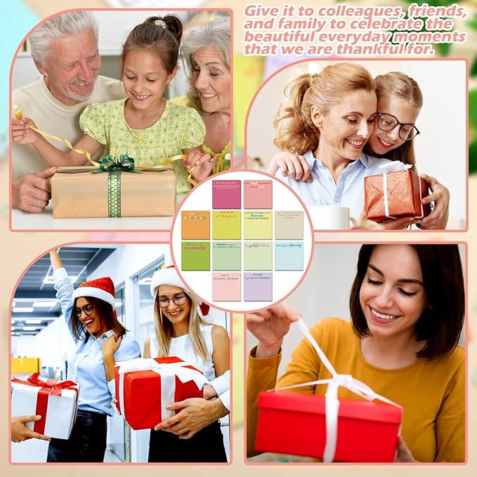 Yinder 24 Pcs Employee Appreciation Sticky Notes New Year Gift Bulk Motivation Sticky Note Pads Inspirational Gift for Teacher Nurse Staff Coworker Office Supply 3 x 3'' (Appreciation,Macaron)