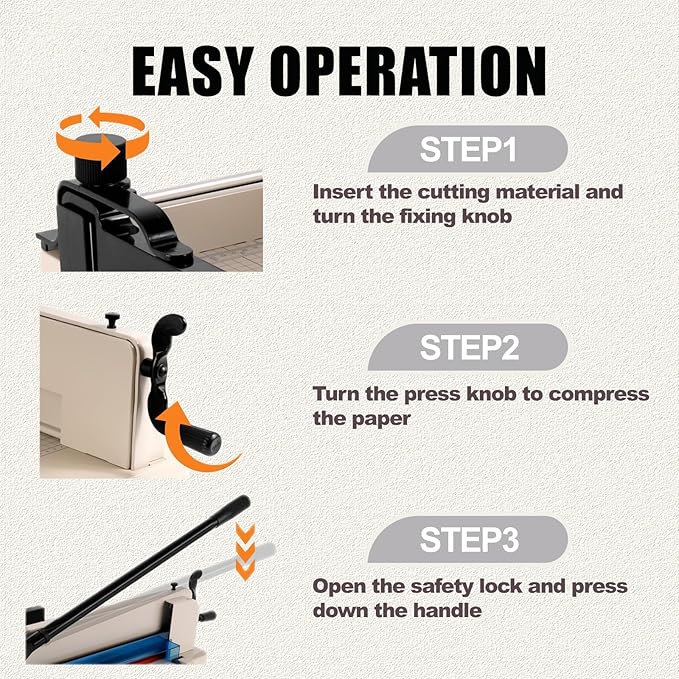 Heavy Duty Guillotine Paper Cutter 12'', 400 Sheets Capacity Paper Trimmer for Cutting Paper, Leather, PVC, Non-Woven Fabrics