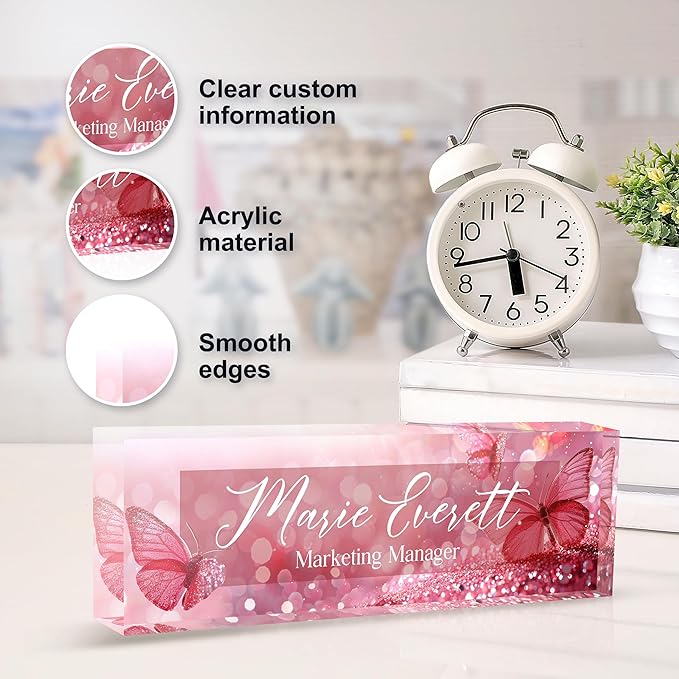 Custom Name Plate for Desk | Personalized Desk Name Plate | Personalized Boss Employee Appreciation Gifts | Acrylic Name Plate Office Desk Accessories