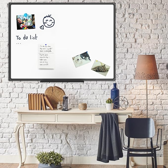 JILoffice Magnetic Whiteboard/White Board, Dry Erase Board 40 x 30 Inch, Black Aluminum Frame Wall Mounted Board for Office Home and School