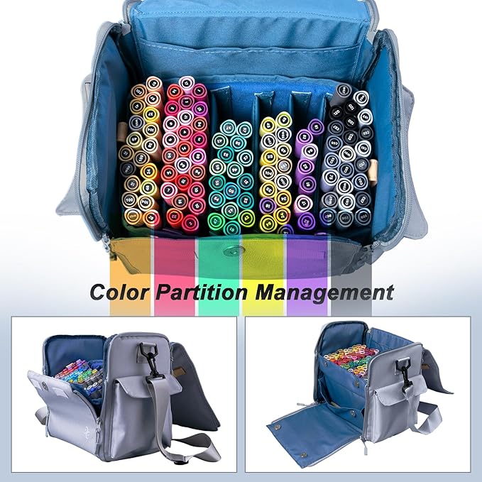 Togood Storage Tote Bag for Marker Pens Brush Pen Coloring Pencils Books Art and Crafts Supplies Tools Cosmetics, at Least 150 Pens (Grey)