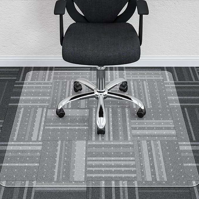HOMEK Office Chair Mat for Carpet, 46" x 60" Transparent Desk Chair Mat for Low Pile Carpeted Floor, Easy Glide Carpet Floor Protector Mat for Home and Office
