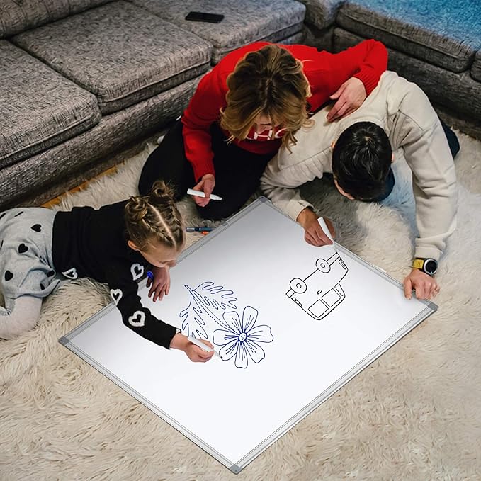 Dry Erase Board for Wall Aluminum Presentation Magnetic Whiteboard with Long Pen Tray, Wall-Mounted White Board for School, Office and Home (40"x30")