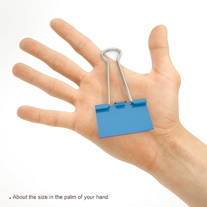 Nctinystore Blue Binder Clips Large (Jumbo) Metal Clamp 2 inch / 50 mm (Blue, 6-PCS)