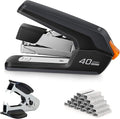 Deli Effortless Desktop Stapler, 40 Sheet Capacity, One Finger Touch Stapling, Easy to Load Ergonomic Heavy Duty Stapler, Includes 1500 Staples and Staple Remover