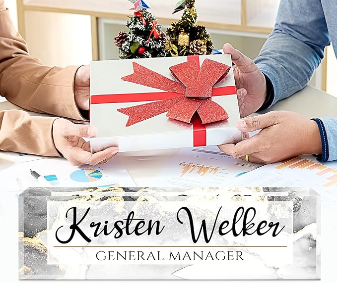 Name Plate for Desk, Desk Name Plate Personalized, Office Decor for Women Men, Acrylic Desktop Accessories, Office Gifts for Boss Nurse Teacher Coworker, Employee Appreciation Gift (Silver/Gold)