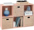 Best Choice Products Kids Bookcase 6-Cube Storage Organizer, 13.5in Shelf Opening, Bookshelf, Toy Storage, Customizable w/ 3 Removable Back Panels – Light Pink